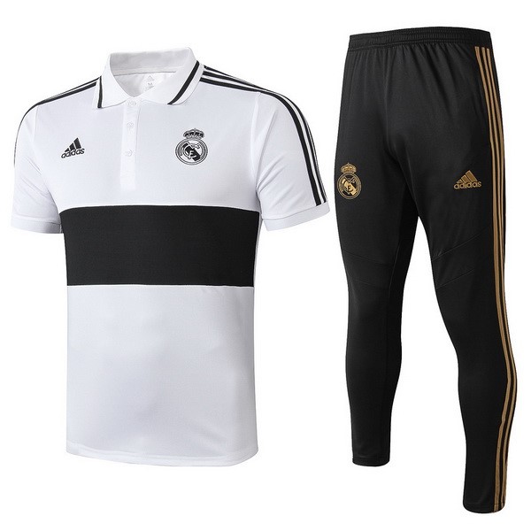 Polo Real Madrid Conjunto Completo 2019-20 Blanco Negro